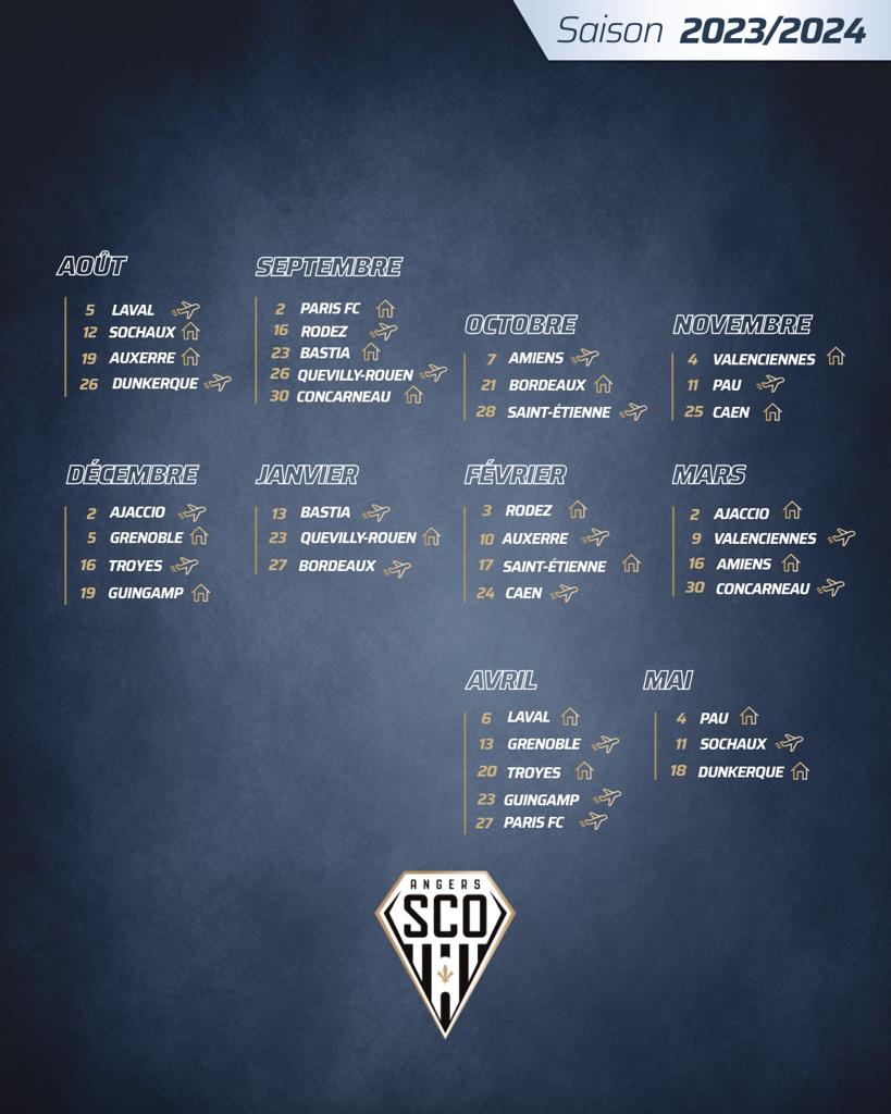Découvrez le calendrier de la saison 20232024 de Ligue 2 BKT ! Angers SCO
