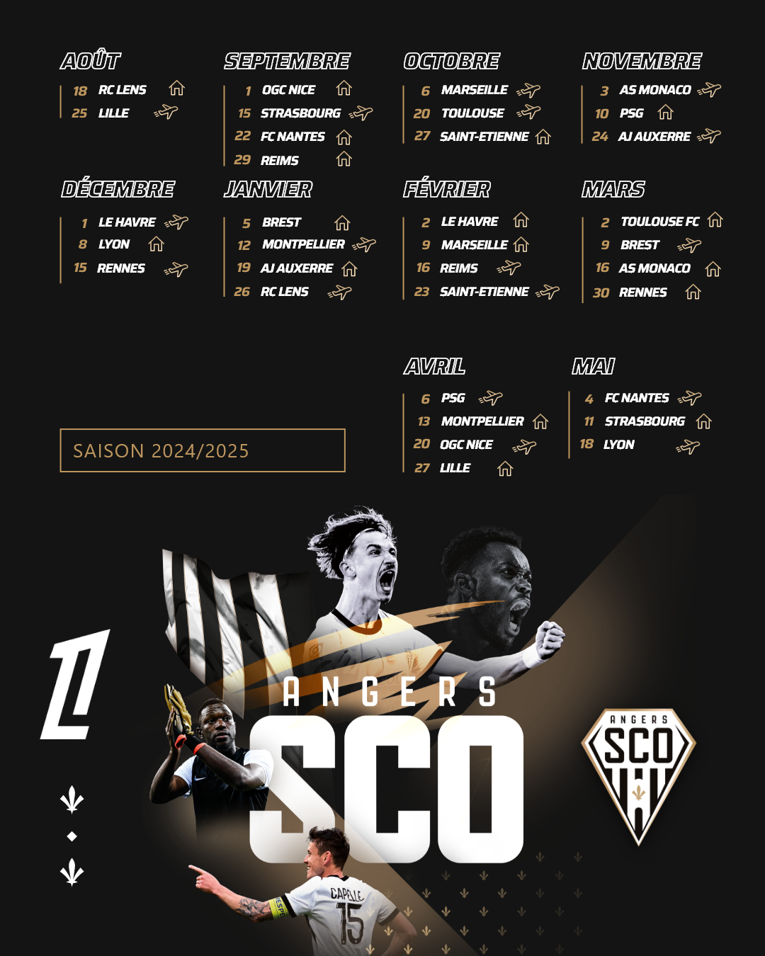 Découvrez le calendrier de la saison 20242025 de Ligue 1 ! Angers SCO